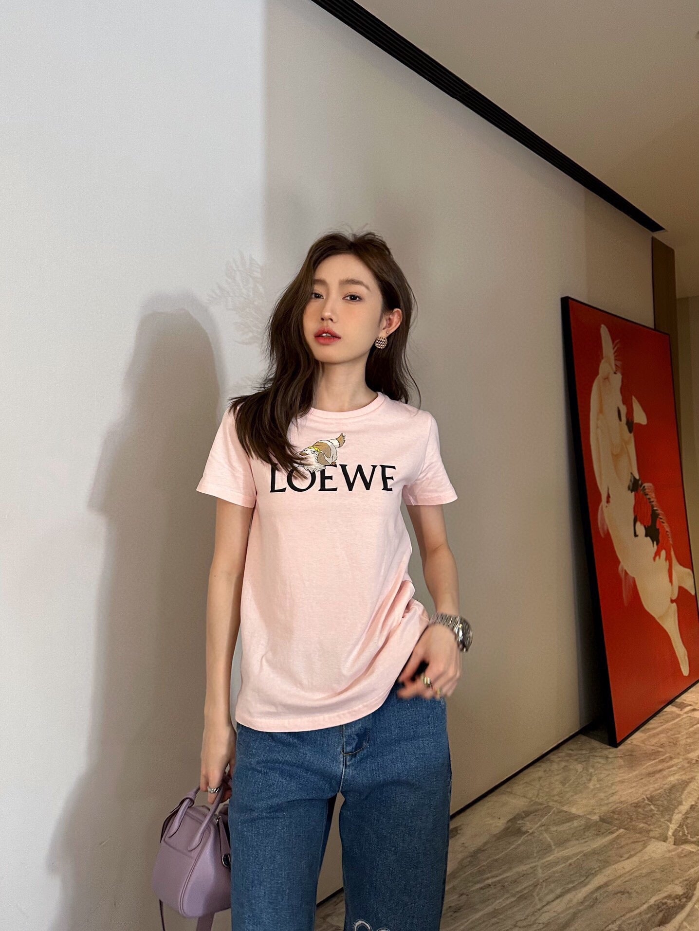 Loewe T-Shirt with Logo and Graphic Design