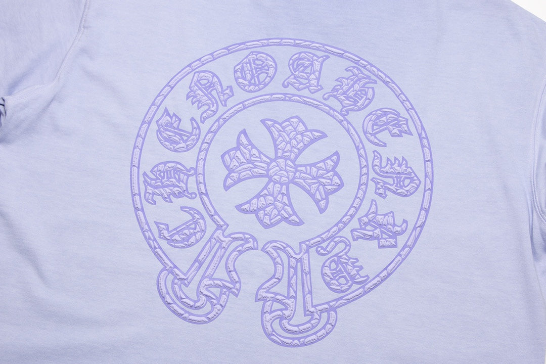 CHROME HEARTS HORSE SHOE LOGO T-SHIRT WASHED LIGHT BLUE