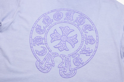 CHROME HEARTS HORSE SHOE LOGO T-SHIRT WASHED LIGHT BLUE