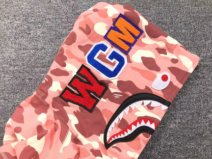 BAPE x BARBIE DOT CAMO SHARK FULL ZIP HOODIE PINK