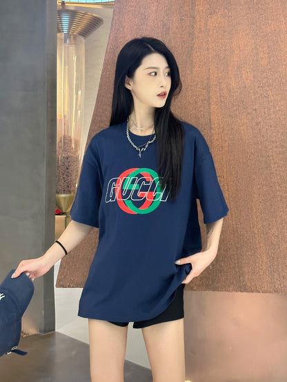 Gucci Navy T-Shirt with Overlapping Logo