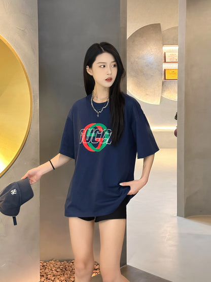 Gucci Navy T-Shirt with Overlapping Logo