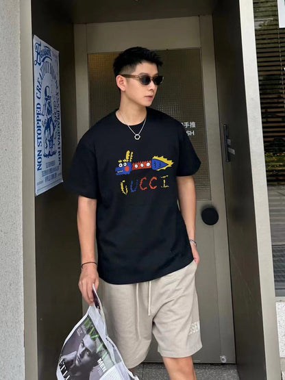 Gucci Black T-Shirt with Dragon Graphic