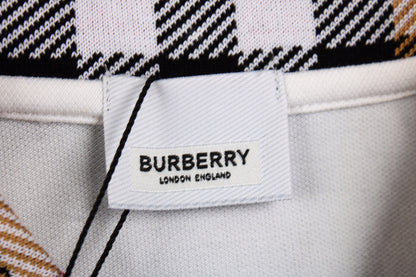 Burberry Check Collar Polo - White