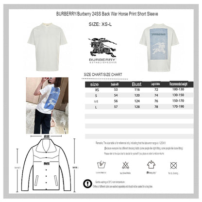 Burberry White T-Shirt with Knight Graphic