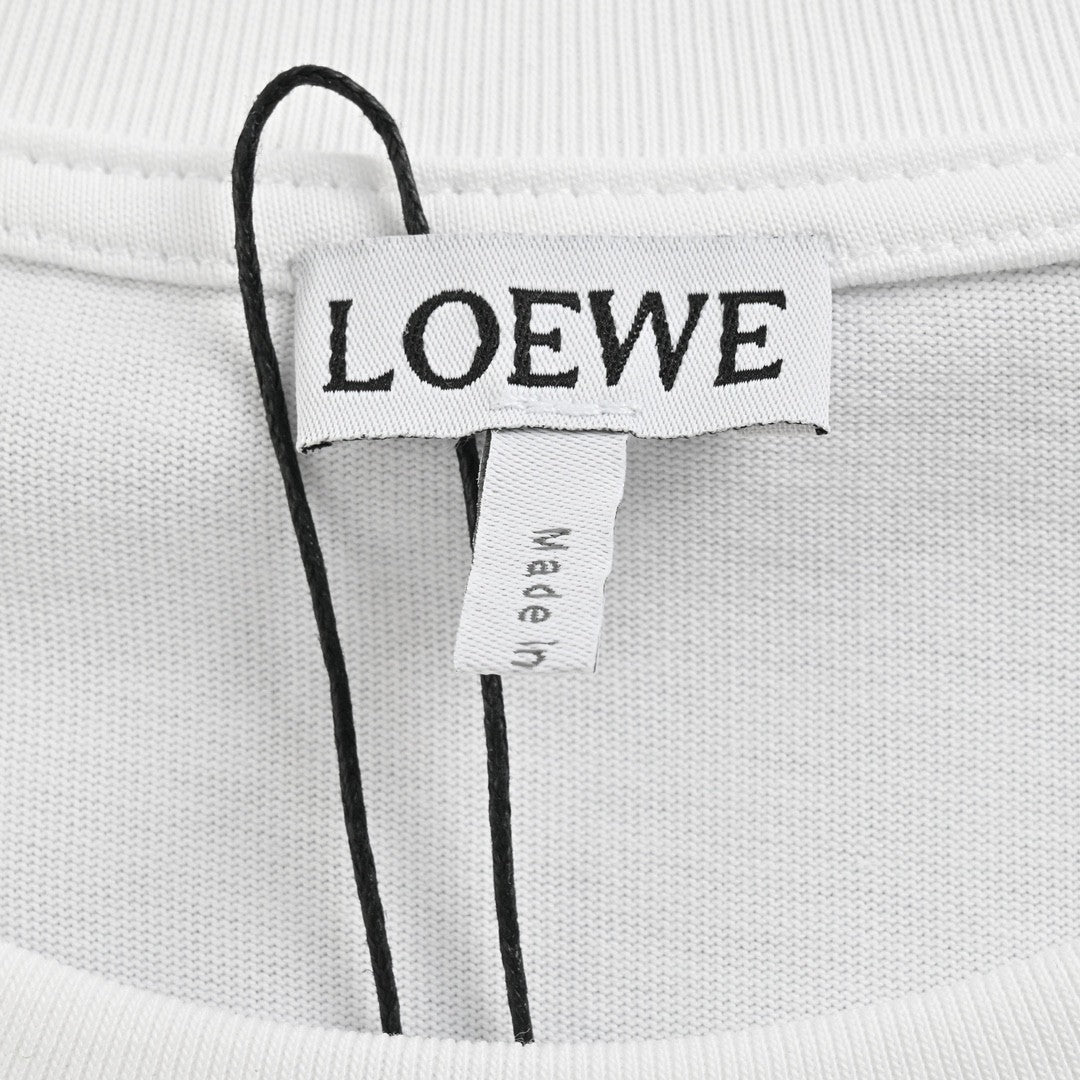 Loewe White T-Shirt with Blue Pocket Logo