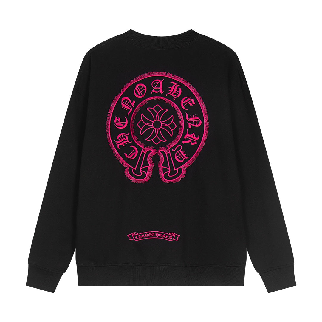 CHROME HEARTS PINK HORSE SHOE LOGO SWEATSHIRT BLACK