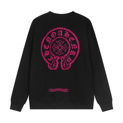 CHROME HEARTS PINK HORSE SHOE LOGO SWEATSHIRT BLACK