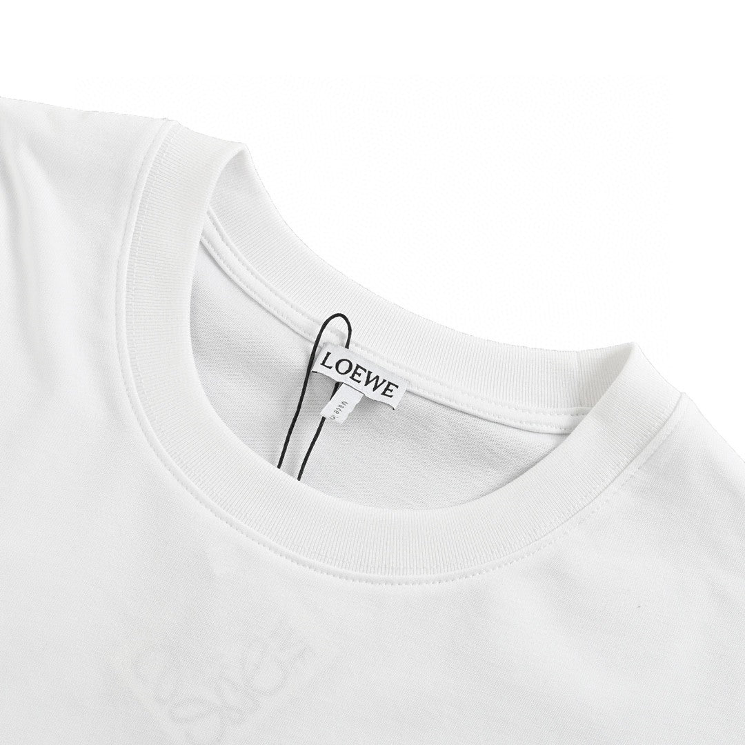 Loewe White T-Shirt with Blue Pocket Logo