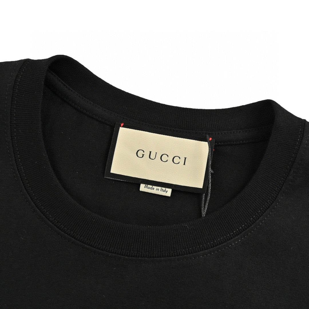 Gucci Black T-Shirt with Pink Dinosaur Graphic