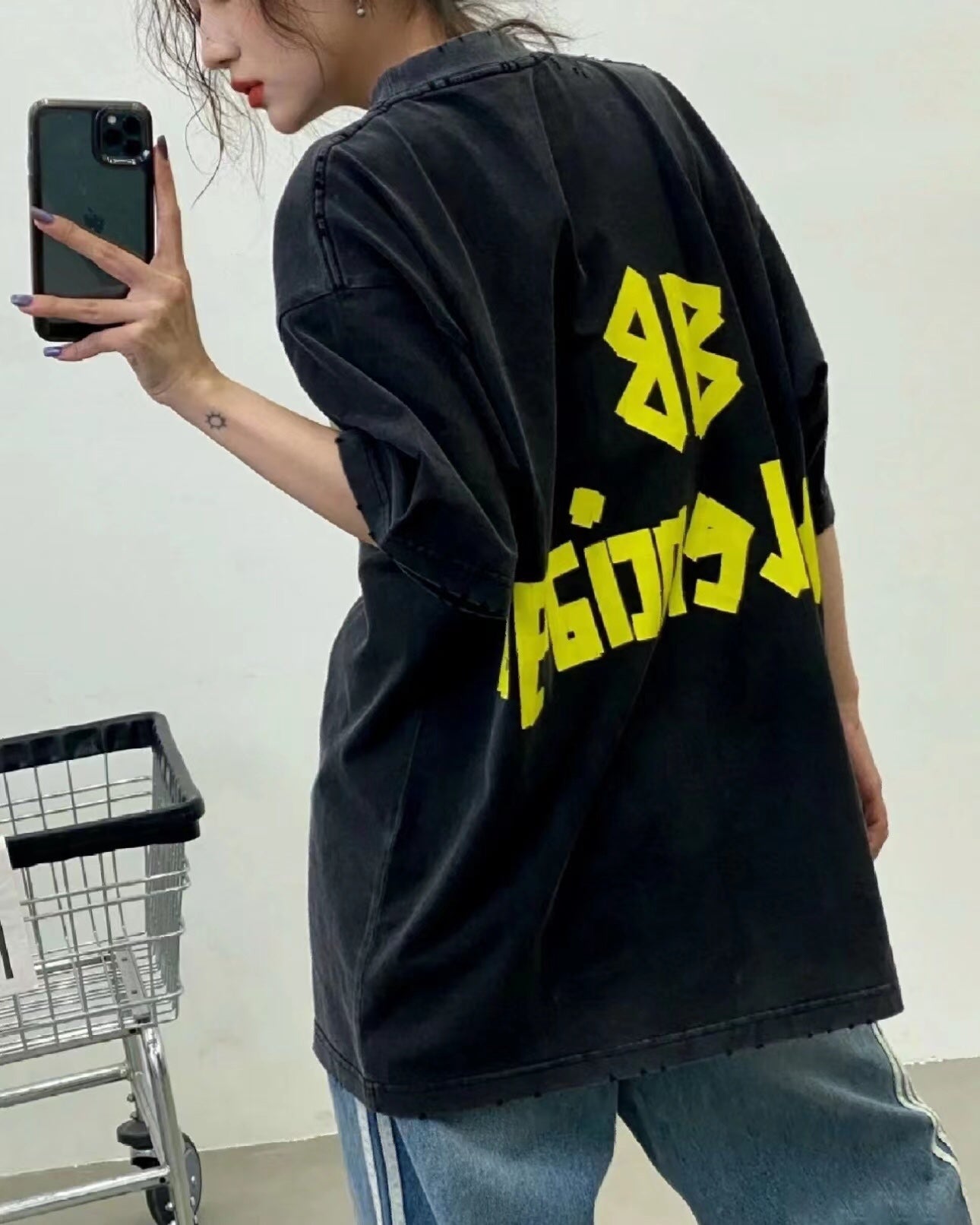 BALENCIAGA LOGO T-SHIRT BLACK YELLOW