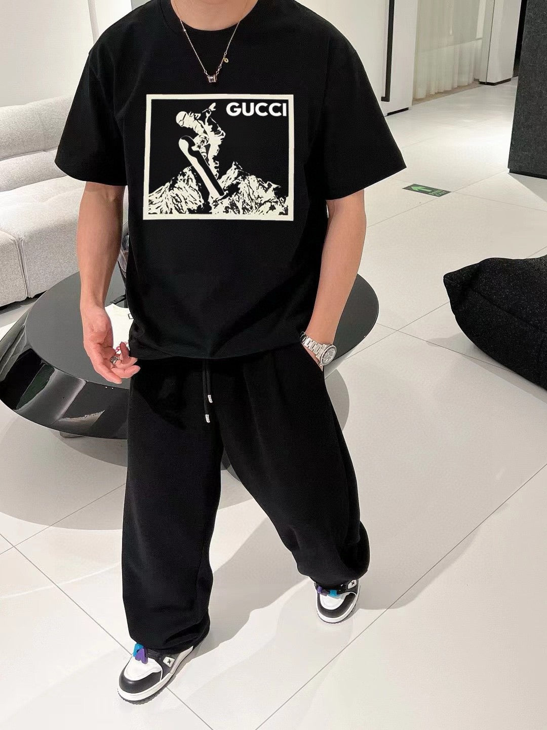 Gucci Snowboarder Graphic Black T-Shirt