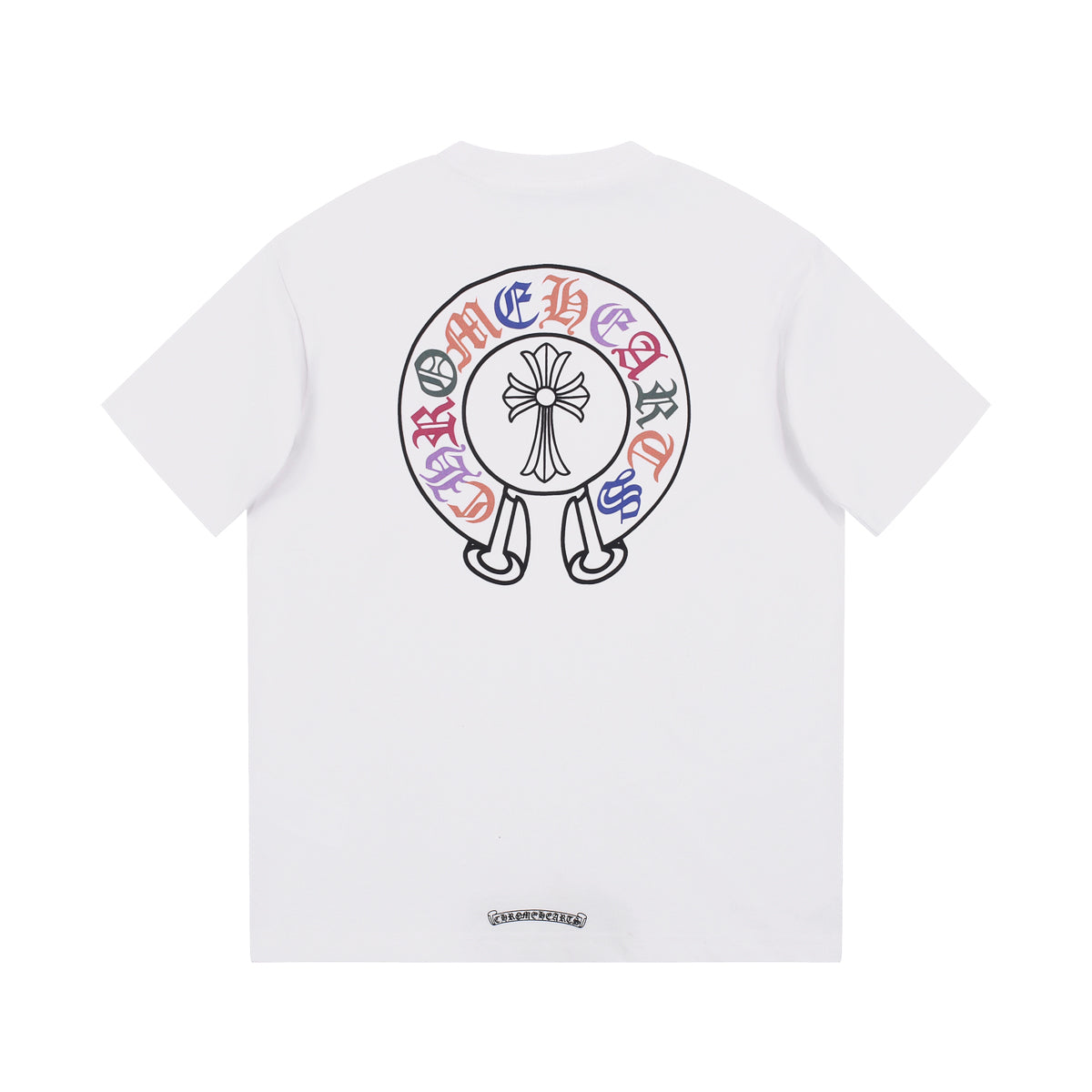 CHROME HEARTS MULTICOLOR HORSE SHOE LOGO T-SHIRT WHITE