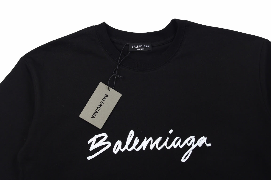 BALENCIAGA CALLIGRAPHY LOGO T-SHIRT BLACK