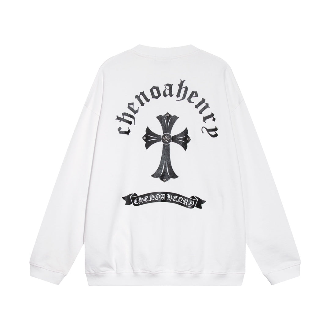 CHROME HEARTS BLACK CROSS SWEATSHIRT WHITE