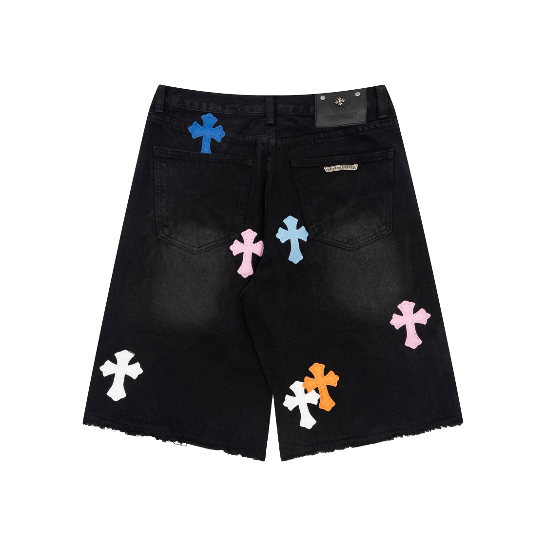 CHROME HEARTS MULTICOLOR CROSS PATCH JORTS BLACK