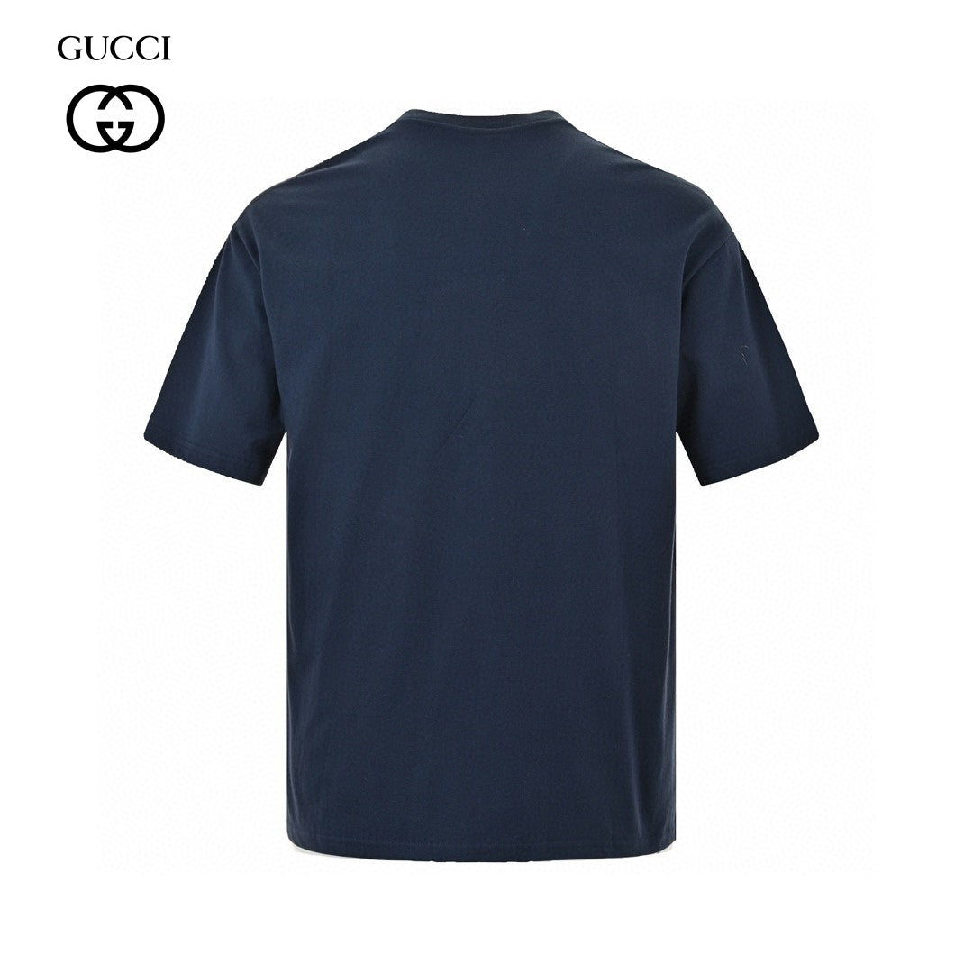 Gucci Navy T-Shirt with Overlapping Logo