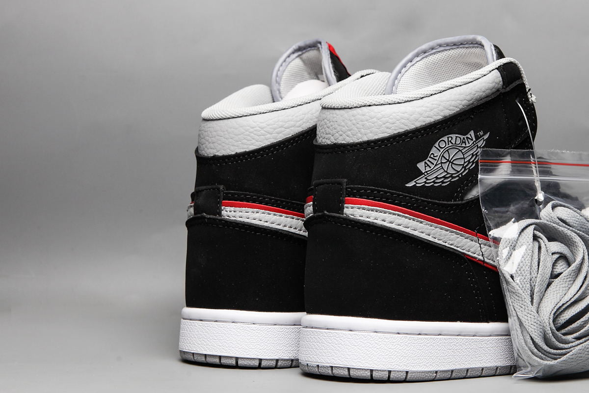 JORDAN 1 MID x BLACK PARTICLE GREY GYM RED - Prime Reps