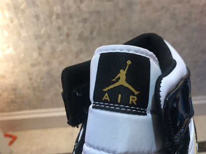 JORDAN 1 MID x PATENT BLACK WHITE GOLD - Prime Reps